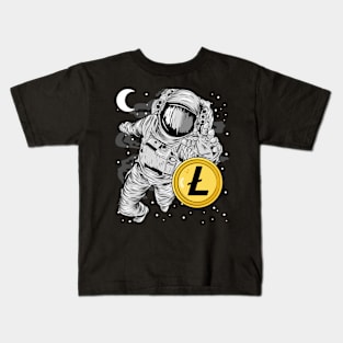 Astronaut Reaching Litecoin Lite Coin LTC To The Moon Crypto Token Cryptocurrency Wallet Birthday Gift For Men Women Kids Kids T-Shirt